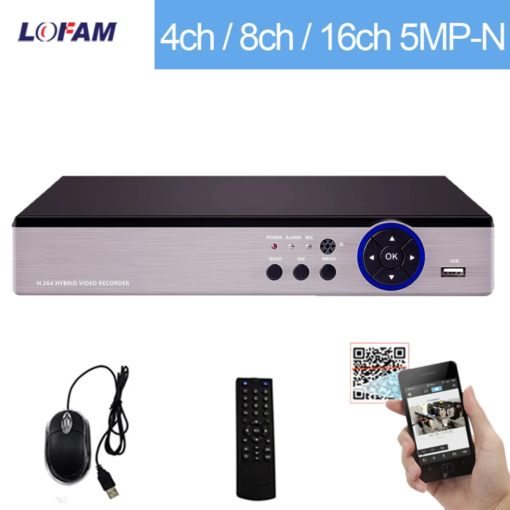 Видеорегистратор LOFAM 5MP NVR 8CH 16CH 4CH для системы видеонаблюдения AHD аналоговая IP