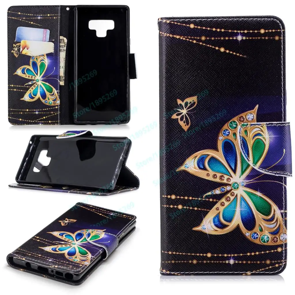 

Painted Flip Wallet Case for Samsung Galaxy Note9 SM N960 N960U Case Phone Leather Cover for Samsung Note9 SM-N960U SM-N960N bag