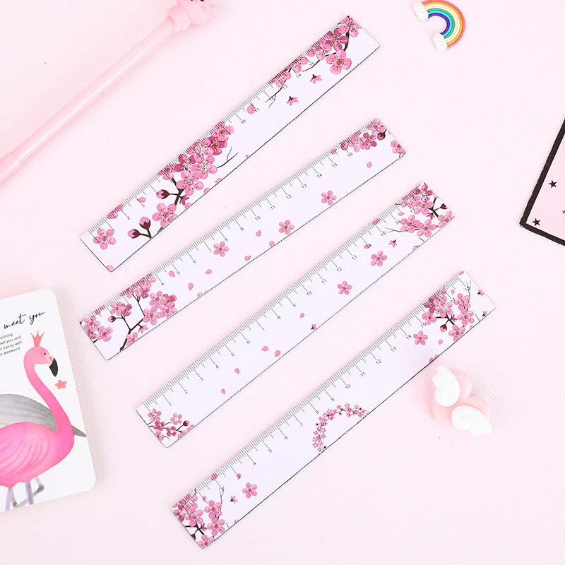 Kawaii 18 см Магнитная Розовая пантера Фламинго прямая Линейка милые пластиковые линейки для рисования цветов корейские канцелярские принадлежности Школьные принадлежности