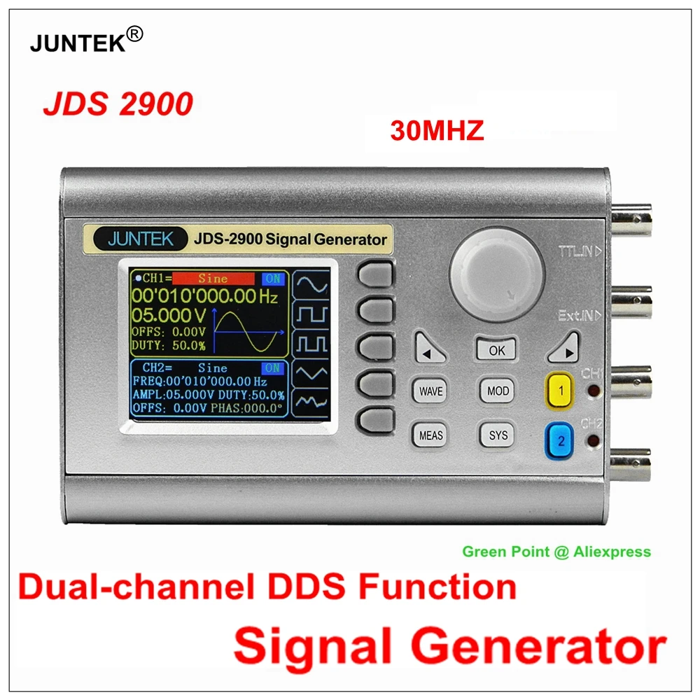 Генератор сигналов JUNTEK JDS2900 30 МГц двухканальный генератор с цифровым управлением
