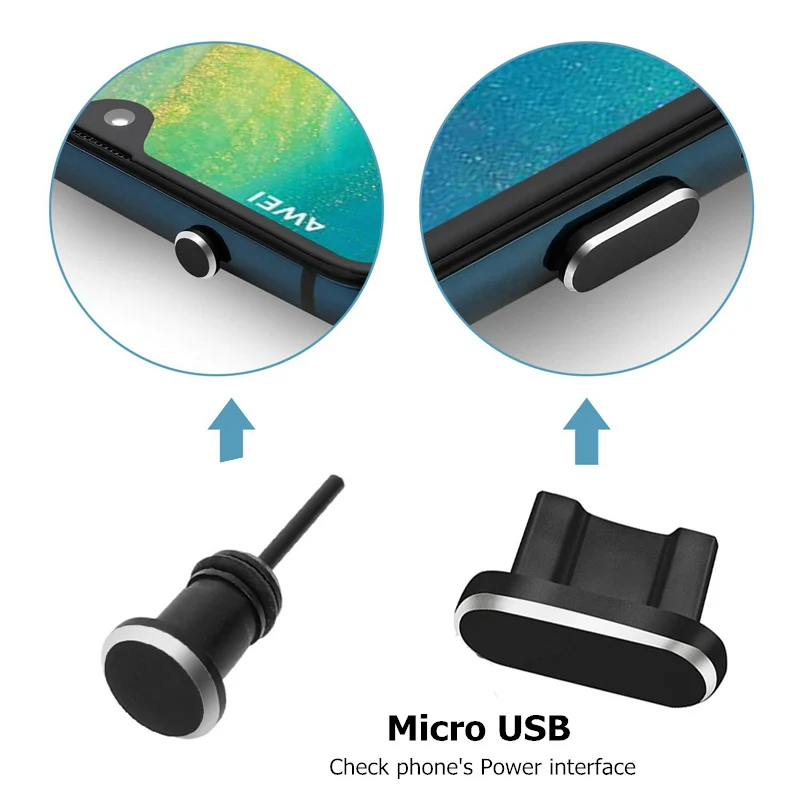 Металлический Micro usb порт для зарядки+ порт для наушников пылезащитный Разъем для samsung A3 A5 S5 Xiaomi 3,5 мм разъем, гарнитура пробка для извлечения карты Pin