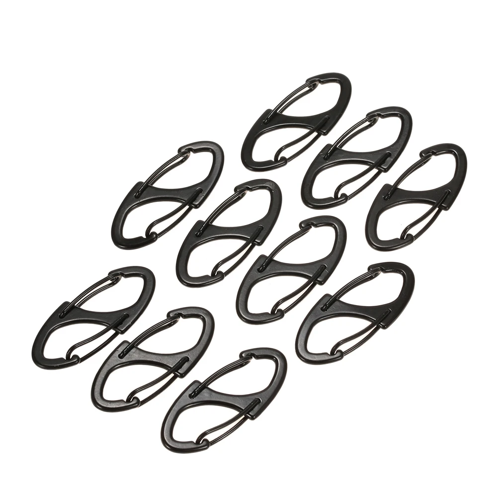 

10PCS Mini Alloy S-biner Clips Carabiner Outdoor Camping Carabiner Survival Kit Lock Spring Clasps Metal Hook EDC Keychain Hook