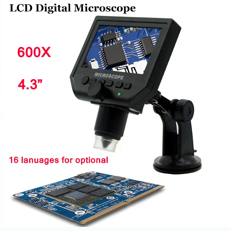 

Portable Digital Microscope 3.6MP 600x Sensor Zoom LCD kit with1080P/720P/VGA Stereo Camera Vedio Microscope for Industrial