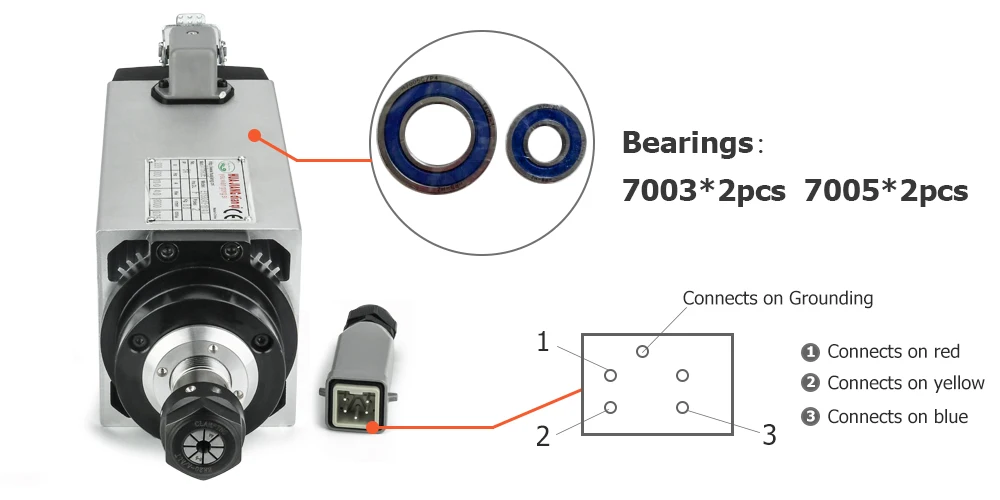 4 кВт Мотор шпинделя с воздушным охлаждением комплект с 4 подшипниками+ 220 В/4 кВт инвертор+ 13 шт. ER20 квадратный фрезерный станок комплект шпинделя