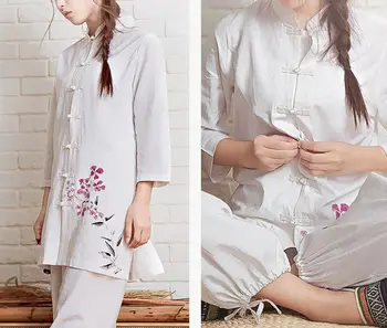 

4color high quality cotton&linen Printing lay meditation clothing yoga suits clothes zen uniforms