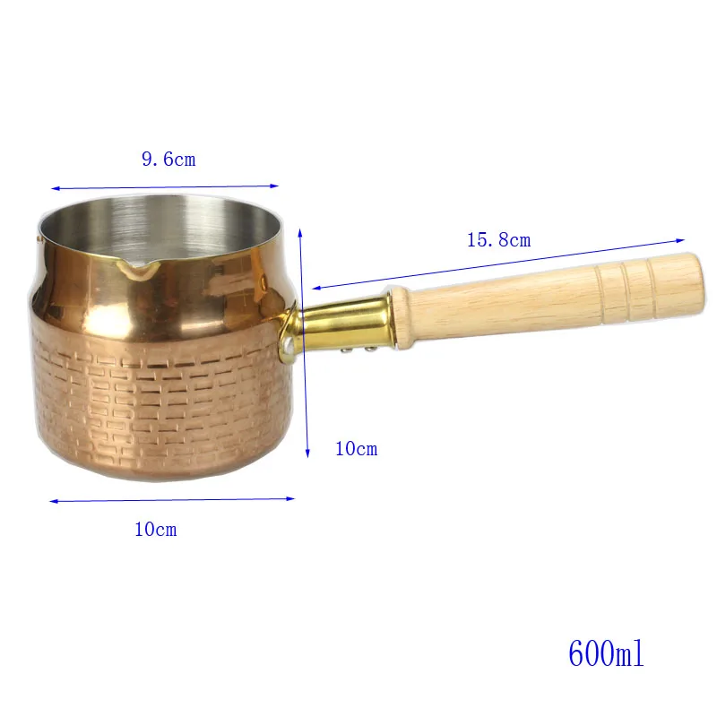 Медь с позолотой из нержавеющей стали кастрюля для соуса соус для стейка горшок ковш для молока с одной ручкой соусом western три слоя стальной молоток с принтом - Цвет: 20oz