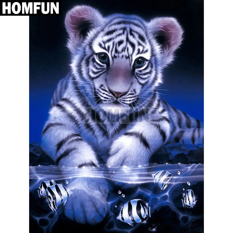 HOMFUN 5D Diamond Painting Full Drill Embroidery &quotTiger fish&quot Picture Of Rhinestone Handmade Home Decor A02640 | Дом и сад