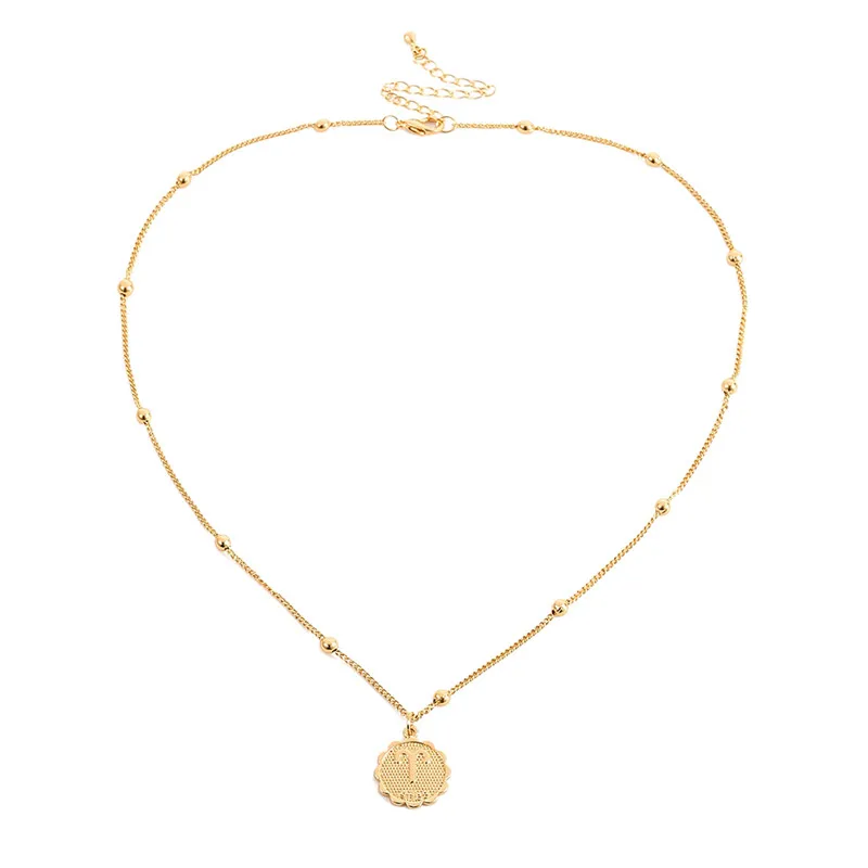 Цепочка для ключицы с двенадцатью астрономами, ожерелье для монет, медная подвеска "Лев", ожерелье для женщин, ювелирное изделие - Metal Color: Aries