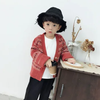 

Baby Children Clothing Boys Girls Knitted Cardigan Sweater Wear Kids Cotton Clothes Wave Print Outerwear Knitwear Sweaters