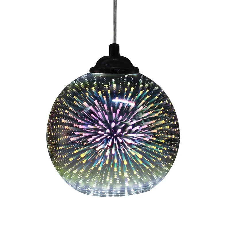 

3D Fireworks Chrome Lampshade LED Glass Pendant Lights E27 Hanging Lamp For Living Room Decoration Lighting Fixtures