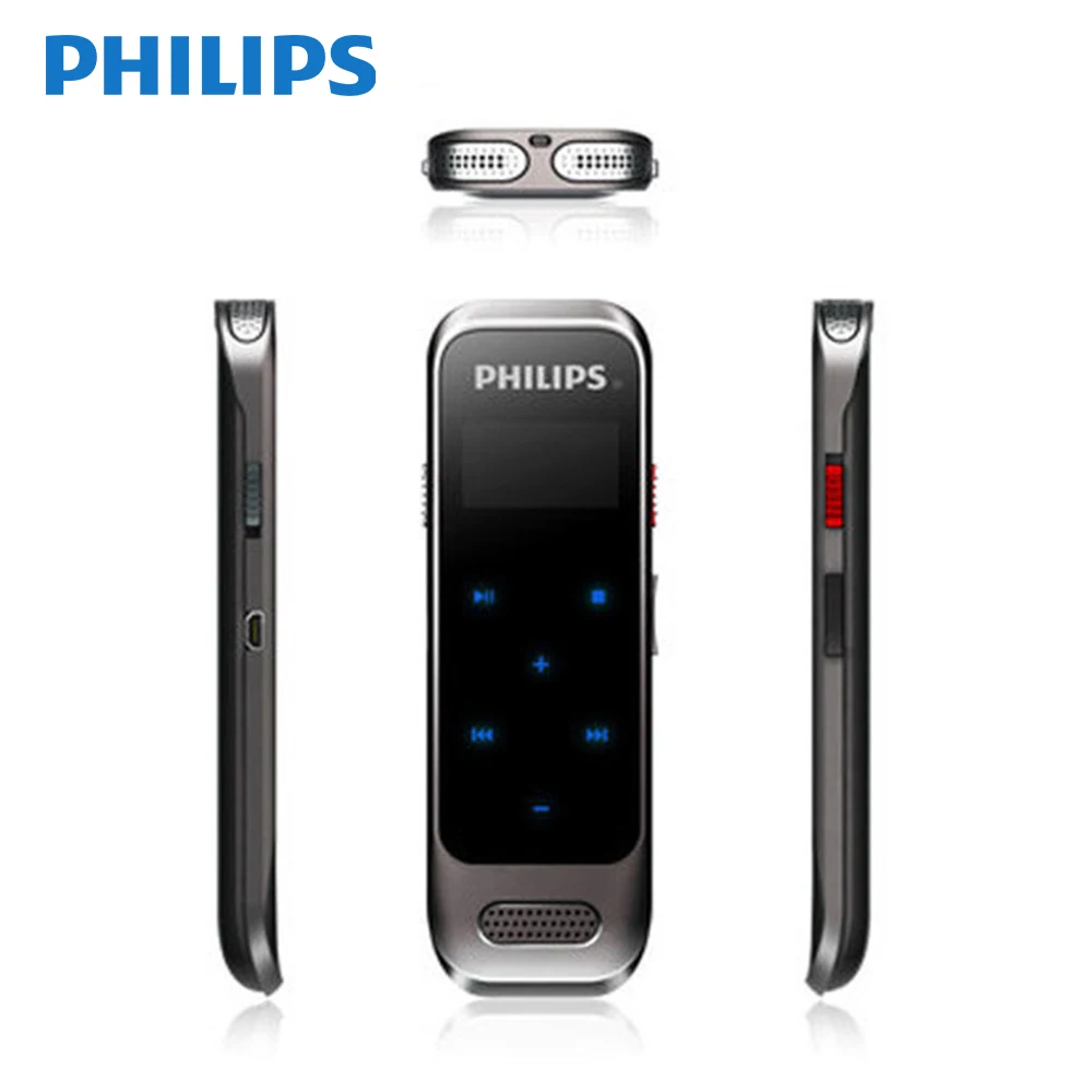 Диктофон PHILIPS 8 Гб сенсорная ручка с кнопками до 2160 часов записи звука oled-дисплей черный синий белый цвет VTR6600