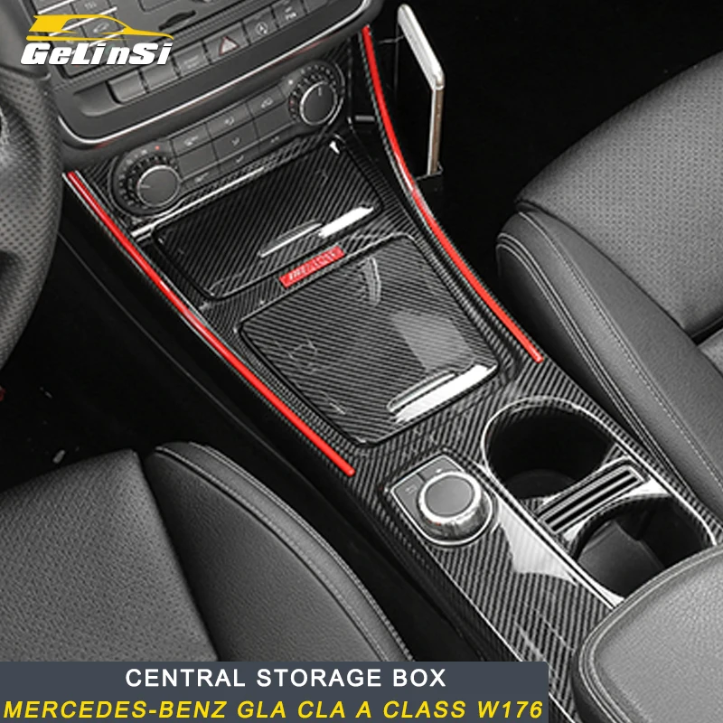 

Gelinsi for Mercedes benz A class GLA CLA w176 auto carbon fiber cup holder frame trim cover sticker accessories