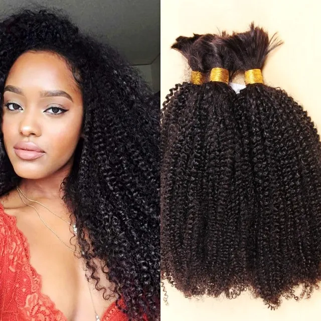 24''Brazilian virign kinky curly human braiding hair bulk 100g/piece