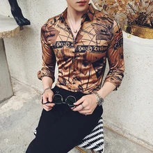 Осенняя новая рубашка-смокинг, Мужская брендовая коллекция года, мужские рубашки с длинными рукавами, уличная приталенная Повседневная рубашка для мужчин, высокое качество, 3XL-M