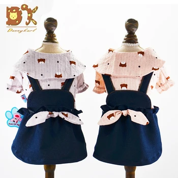 

DannyKarl 2019 New Hot Sale Spring And Summer New Pet Clothing Bear Print Strap Dress Small Dog Pomeranian Two Feet Clothes