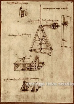 

Da Vinci manuscript Vintage Mechanical Painting Pure cotton Canvas Wall Art Picture Home Decoration Living Room Canvas Print A9