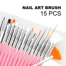 15pcs/lot Nail Art Brush Hot Sale Pink Gel Nail Brush Pen Set Kit