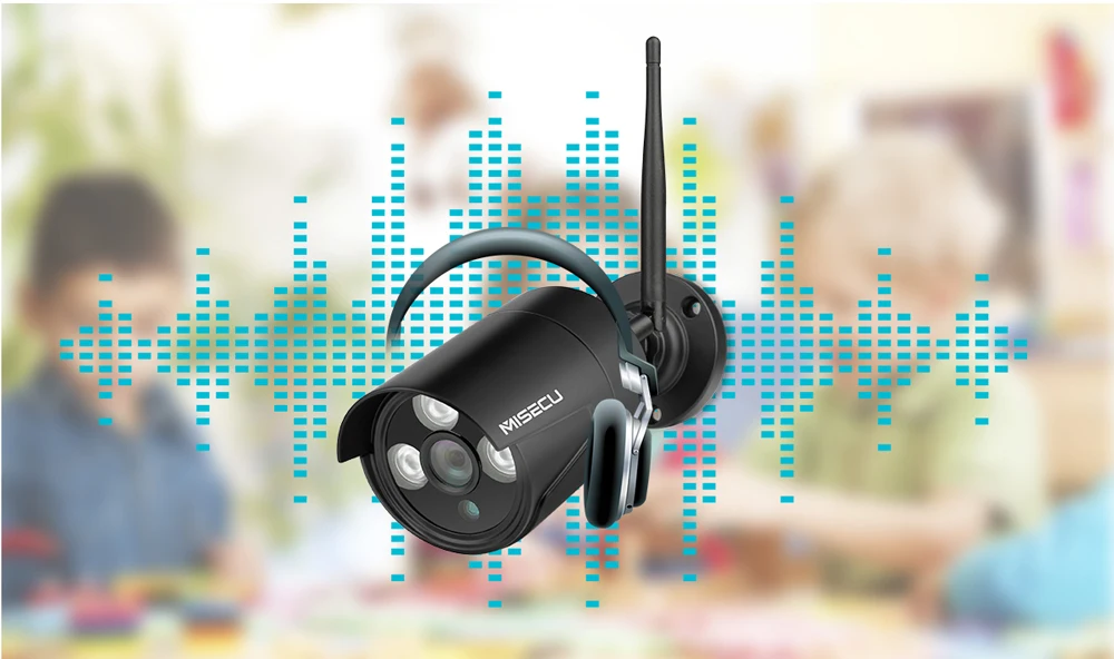 Online MISECU 1080P seguridad del hogar Wifi IP Audio cámara exterior inalámbrica con MiscroSD ranura para tarjeta Onvif P2P Email Push visión nocturna