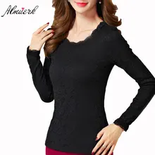 Г. новые модные однотонные женские Круглый воротник Кружевная блуза с длинными рукавами плотные облегающие теплые женские Кружевная блуза нижняя рубашка l288