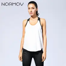 NORMOV майка без рукавов, футболка для бега на подтяжках, топ для фитнеса с открытой спиной, одежда для тренировок с буквенным принтом, рубашка для йоги, дышащая