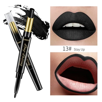 

15 Color Lips Makeup Lipstick Sexy Red Lip Matte Long Lasting Lip Pencil Waterproof Stick Liner Double-end Black Matte Lipsticks