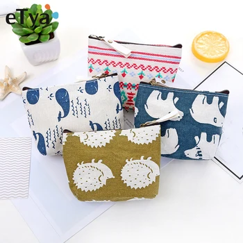 

eTya New Floral Print Coin Purse Women Zipper Cute Small Wallet Card Key Coin Bag Wallet Pouch Short Female Purses Gifts Handbag