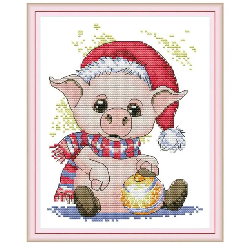 

Cute Pig DIY Handmade Needlework Counted 14CT Printed Cross Stitch Embroidery Kit Set Home Decoration