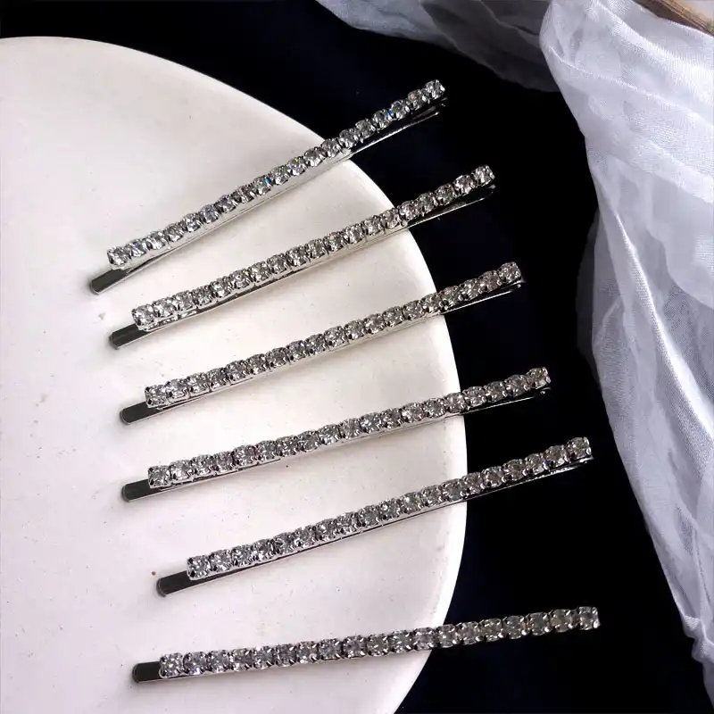 Bling Shiny Metal Barrette Hair Clips Rhinestones Hairpins Crystal Hairgrip