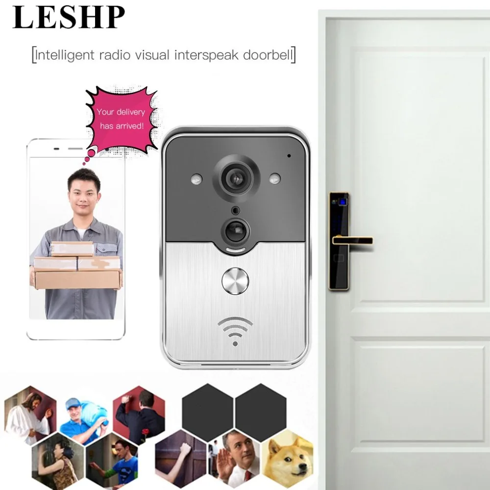 

LESHP Wireless Doorbell Camera WiFi Night Vision Visual Intercom Waterproof Smart Door Phone Ring Anti-removal Alarm for Home