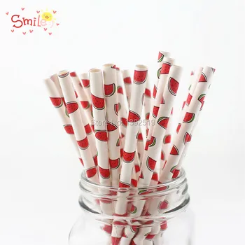 

Wholesale 1000pcs Retro Fruit Paper Straws Strawberry/Watermelon/Pineapple/Lemon Printed Party Straw for Holiday Party Supplies