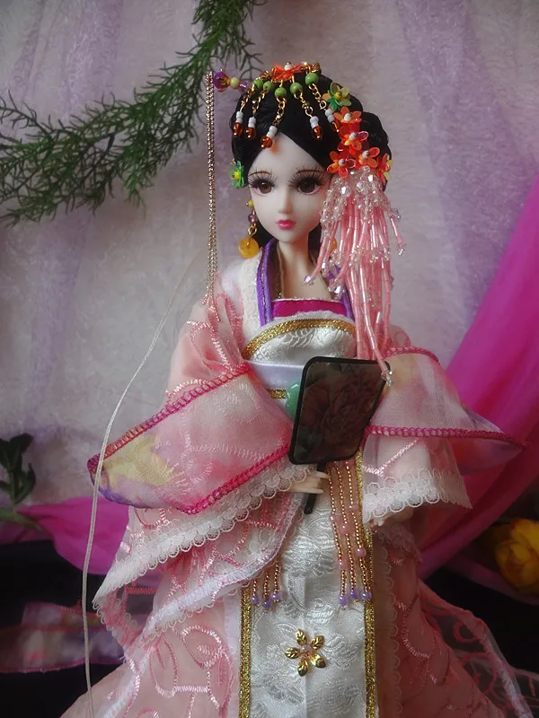 1" Коллекционная китайская девочка куклы традиционный старинный кукла игрушки Модель w/регулируемый дисплей стенд Ограниченная серия подарки
