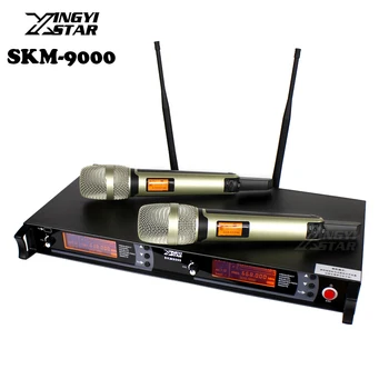 SKM9000-micrófono inalámbrico de 100 m UHF, sistema de Karaoke Profesional, receptor de 2 canales, micrófono inalámbrico KTV