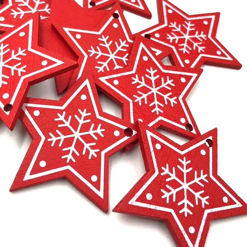 20 штук Красная рождественская звезда дерево головистой формы/пуговицы украшения для скрапбукинга W502