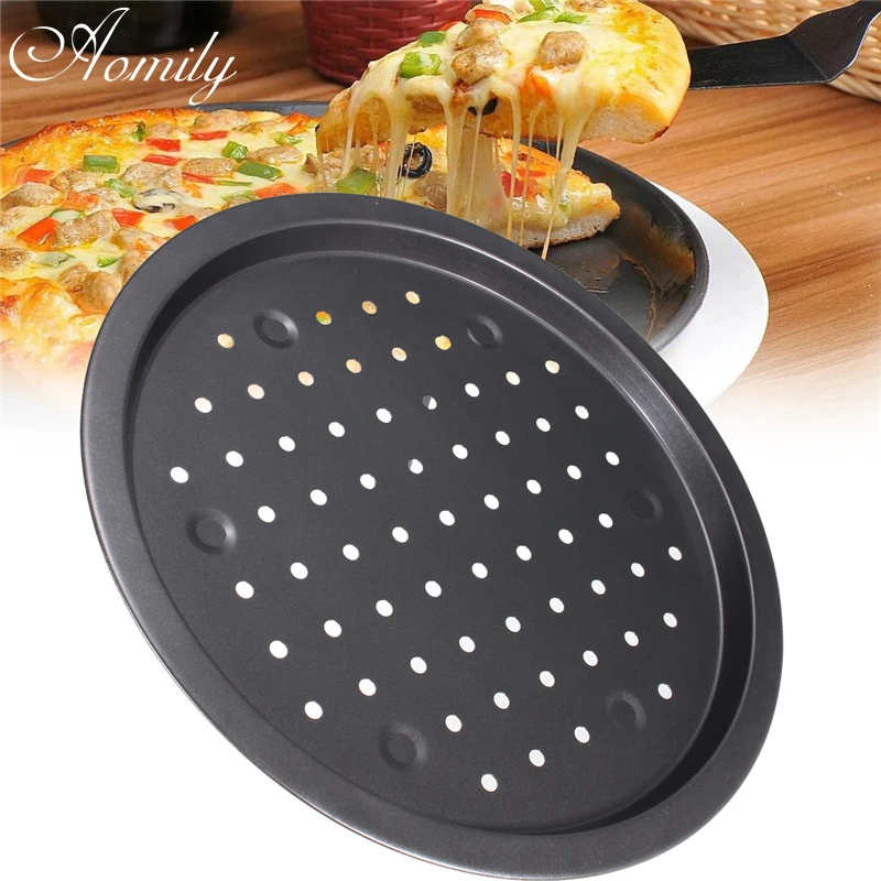 Aomily 14''/35cm Round Nonstick Pizza Pan Carbon Steel Pizza Stones