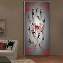 Bathroom Door Scary Halloween Door Stickers Bar Wall Decor Home Decoration Paste Gate