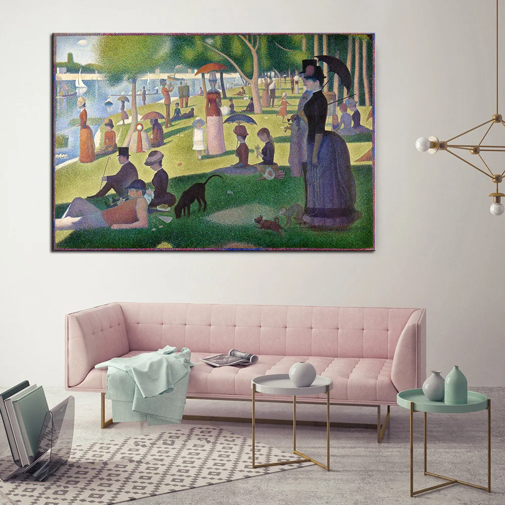 

Study for A Sunday on La Grande Jatte Georges Seurat Giclee poster print on canvas for wall decoration painting