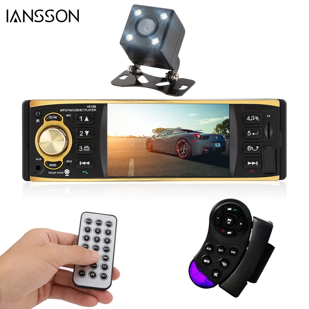 

4019B 4.1 inch 1 Din Car Radio Stereo 1 Din USB AUX FM Radio Station Bluetooth with Rearview Camera Remote Control MP3 Player