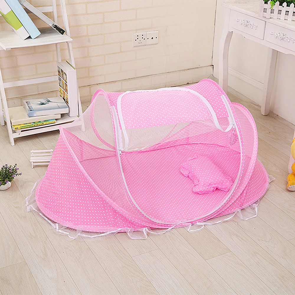 

Folding Baby Bedding Crib Netting Folding Baby Music Mosquito Nets Bed Mattress Pillow SuitS For Children mosquito Netting