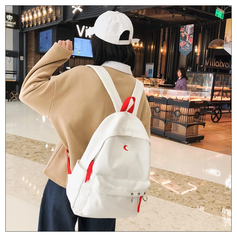 Японский рюкзак Харадзюку для девочек, школьные сумки для женщин, уличная мода Kpop Ulzzang, повседневная дорожная сумка для ноутбука, сумка на плечо для подростков черного цвета