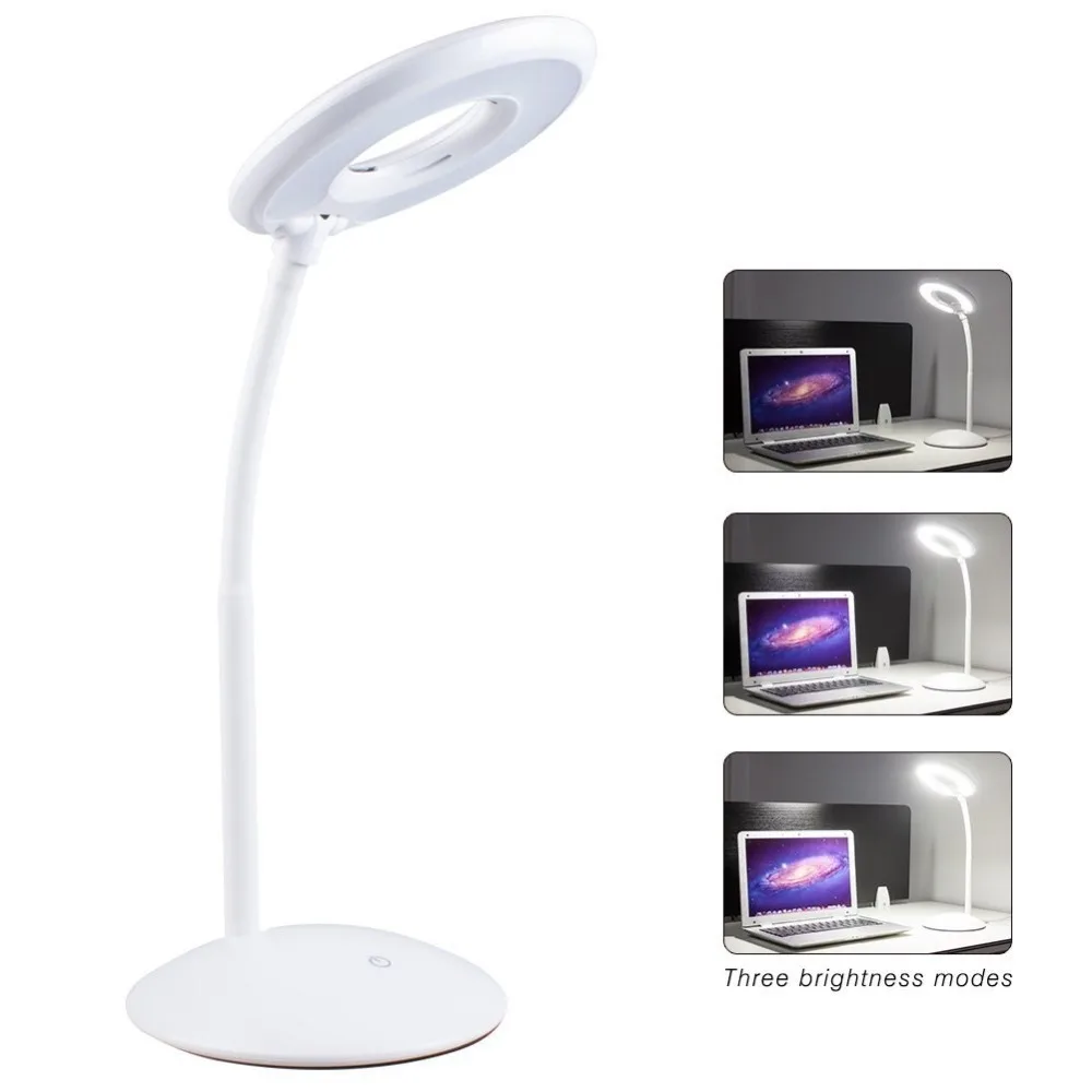 

8W Gooseneck Flexible Dimmable Eye-Care LED Desk Lamp With 3-Level Dimmer Touch-Sensitive Control Panel Round Lighting surface