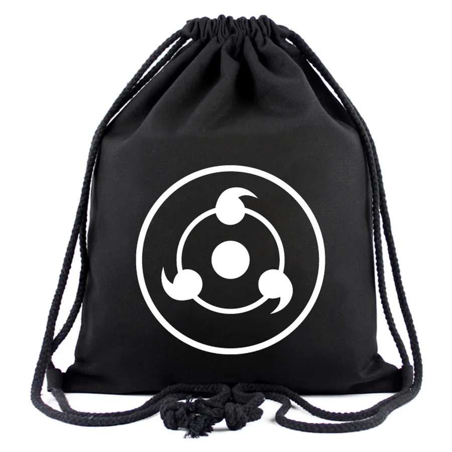 Аниме Наруто парусиновая сумка на шнурке Uchiha Sharingan рюкзак женская мода