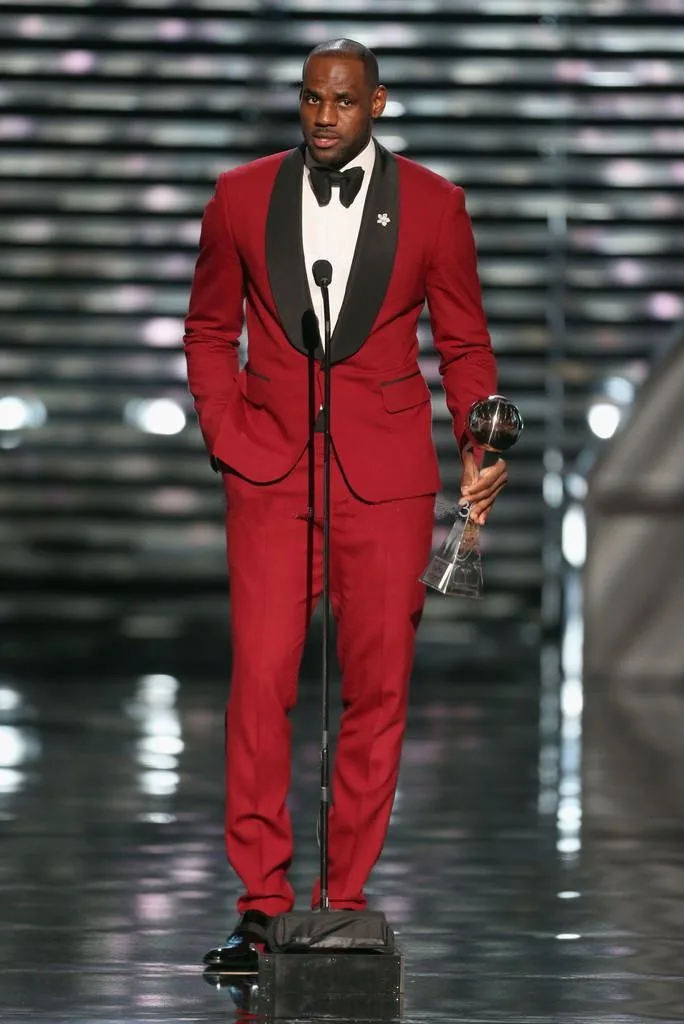 red formal suit