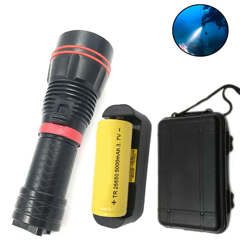 

Z20D78 Diving LED Flashlight XM-L2 Underwater 150M Waterproof LED Diving Flashlight 26650 Battery run time 15 hours