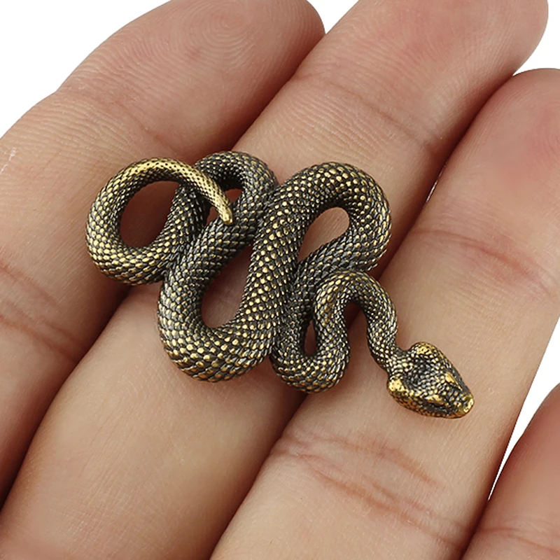 Brass Snake Key Ring Boa Key chain Outdoor Small Accessories DIY White Snake Car Hanging