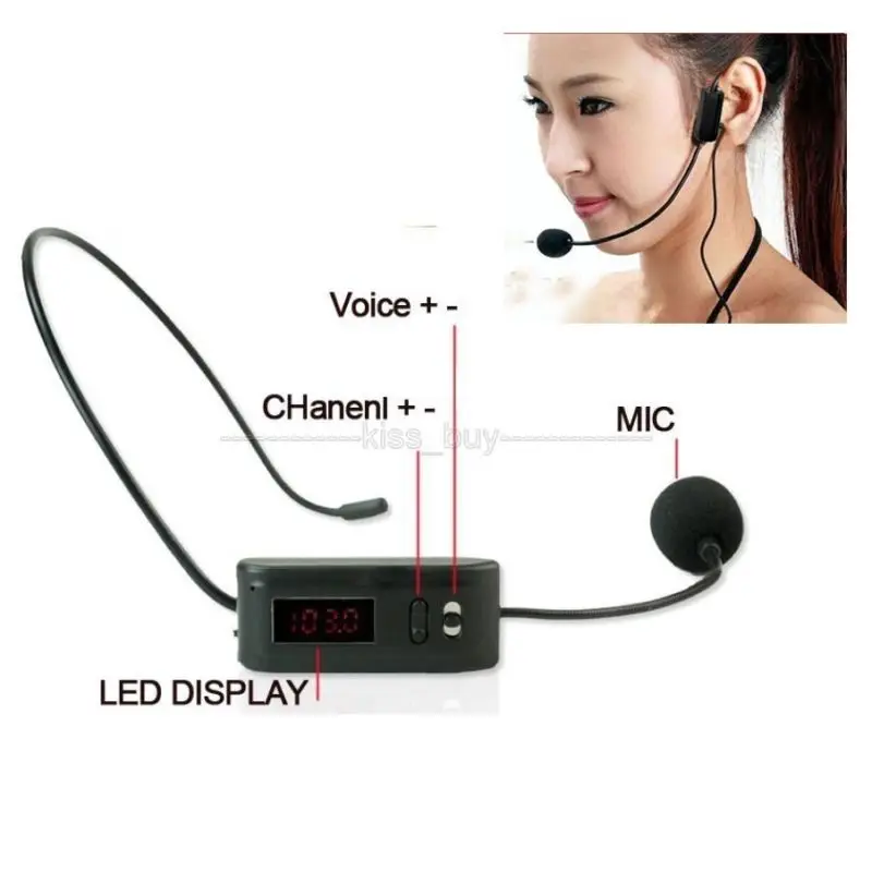 Headset Digital LED FM wireless microphone MIC FM Transmitter 87.0Mhz