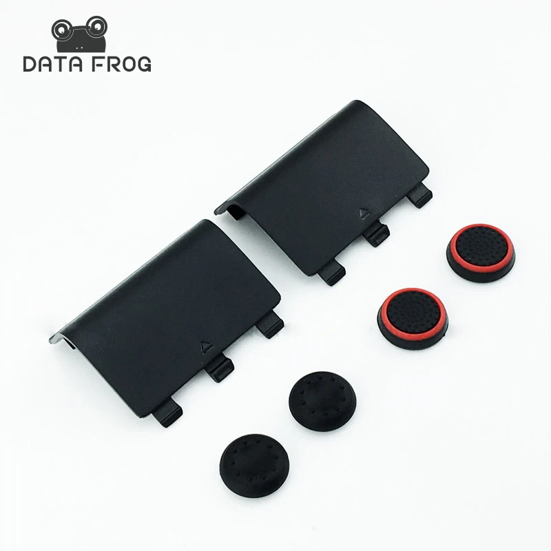 

2 PCS Battery Back Cover Lid Door Guard Style Cabinet for XBox One Wireless Controller + 2 Silicone Grip Cap Cover Black