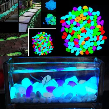 

500pcs Garden Ornaments Glow In The Dark Artificial Luminous Pebbles Stone Aquarium Fish Tank Party Wedding Decoration