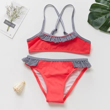 Коллекция года, купальный костюм для девочек, 2 предмета, детская одежда для купания для девочек возрастом от 2 до 14 лет, купальный костюм из двух предметов, детский купальный костюм бикини, Infantil-ST139