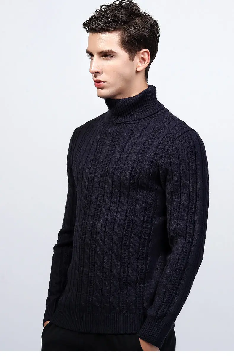 3Colors Turtleneck Sweater Pullovers Men Thick knitted Sweater Jumpers Man Winter Warm Acrylic Male knitwear Autumn Tmall Brand-09