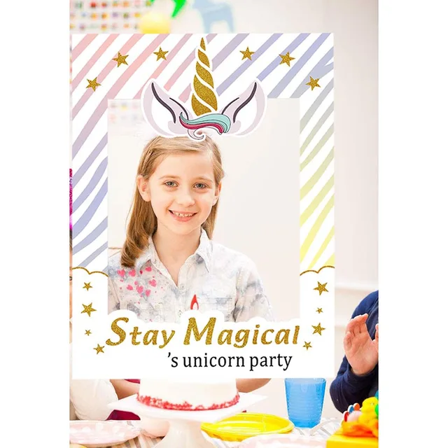 WEIGAO Birthday Party Photobooth Props Stay Magical Photo Frame For Kids Birthday Party Unicorn Photo Booth Props Party Supplies
